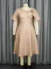 2025 New Fashion Summer Dress Solid Color High Waist Puff Short Sleeve Plus Size A-Line Women's Dress