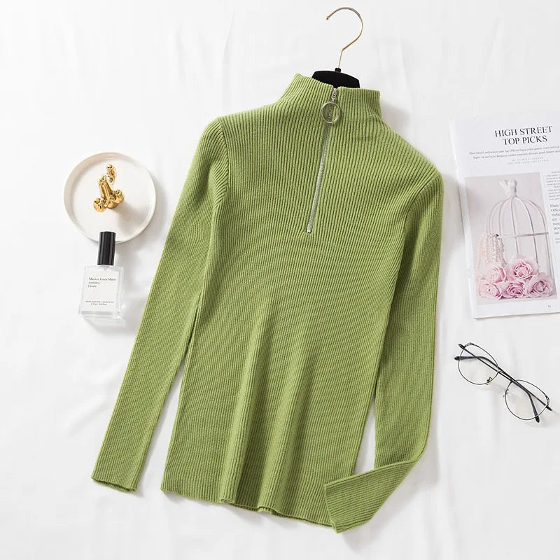 Hot Sale Long Sleeves Women Turtleneck Sweater Autumn Winter High Quality Warm Blouse Slim Women's Solid Color Knitwear Sweater