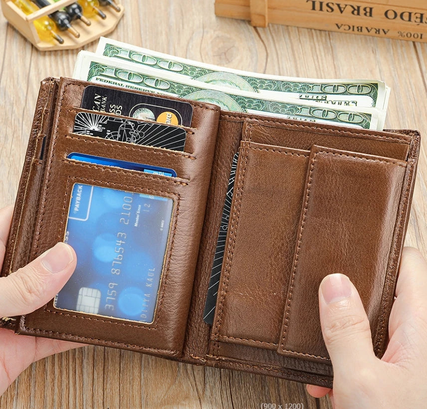 Factory Real Leather Bifold Business Man Wallet Multicard Men Leather Wallet