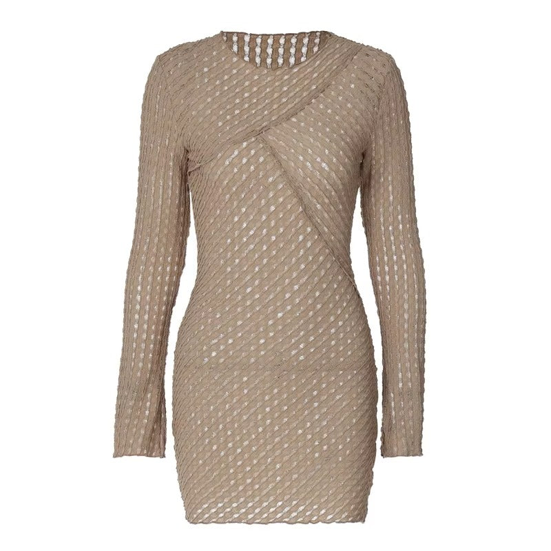 High Quality Hot Selling New Dress Fashionable Slim Fit Versatile Long Sleeved Sexy Hip Hugging Short Dress