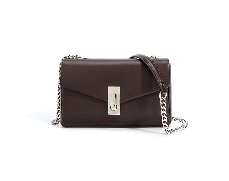 2025 Latest Designer Genuine Cowhide Leather Handbags for Women Fashion Mini Bags with Sequins Chain and Cover Closure