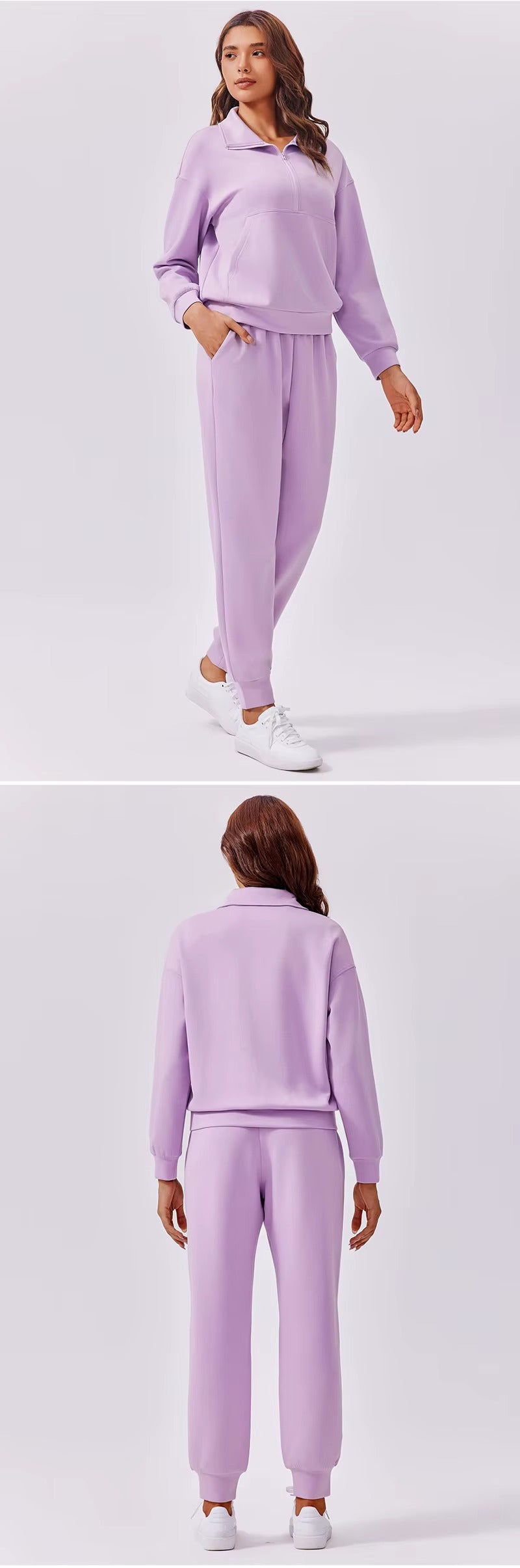 Sets for Women 2025 Fall Travel Outfits Long Sleeve Tracksuit Joggers Sets Half Zip Sweatsuit Matching Set