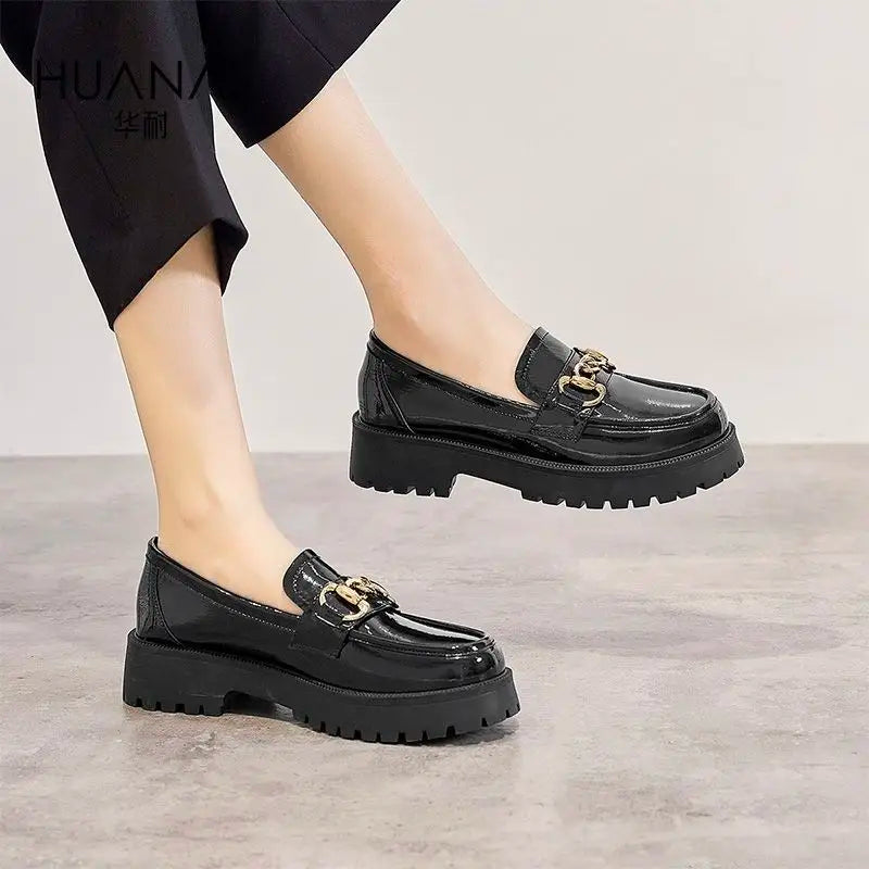 Loafers Women New Arrivals 2025 Hoof Heels Spring Autumn Fashion PU Leather Pumps Shoes Loafers for Women