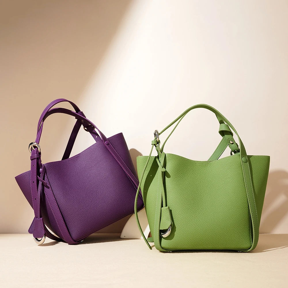 Women Luxury Top Grain Cowhide Leather Shoulder Bags Genuine Leather Women's Handbags Leather Bags for Girls