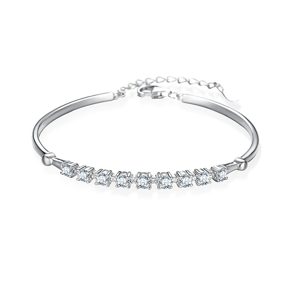 3mm Diamond Real Moissanite Bracelet Bangle 925 Sterling Silver Platinum Plated High Quality Women Wedding Luxury Fine Jewelry