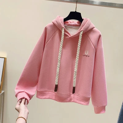 2025 Oversized Hoodie Women Winter Thickened High Quality Hoodies Women Loose Pullover Embroidery Woman Hoodies