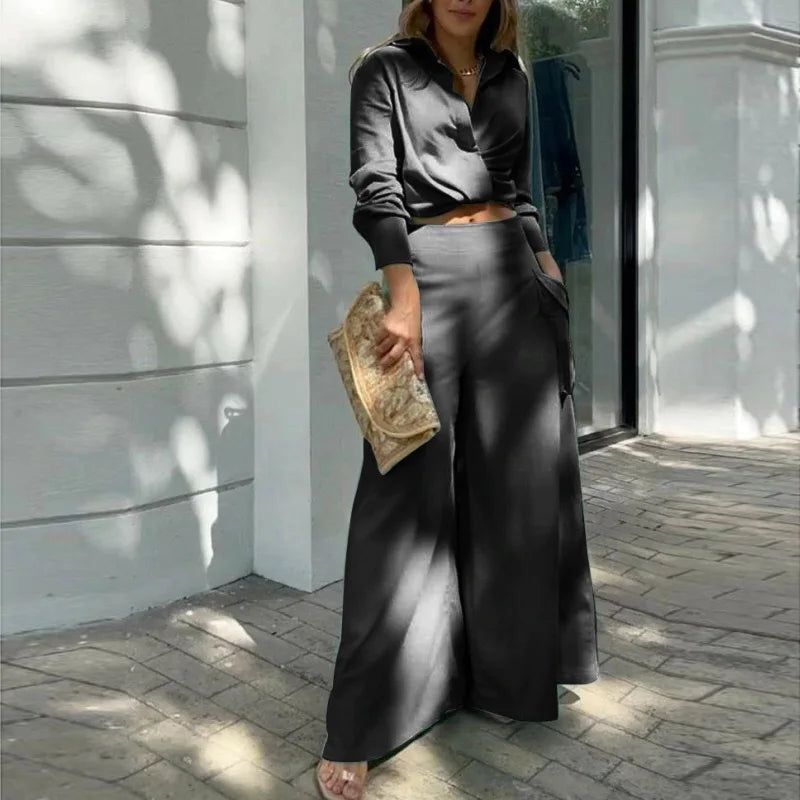 2025 European and American Women's Clothing New Style Temperament Commuting Trend Shirt Fashion Set Women's Two-piece Set