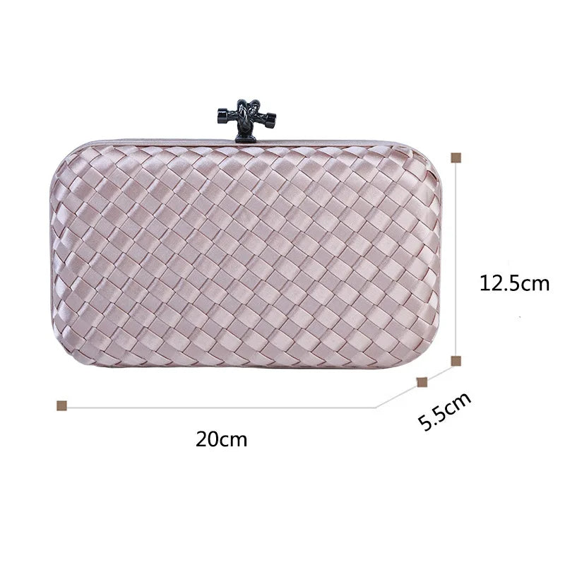 Luxury Satin Woven Ladies Crossbody Bag Handmade Evening Purse Chains for Banquet Wedding Dress Fashionable Clutch for Women