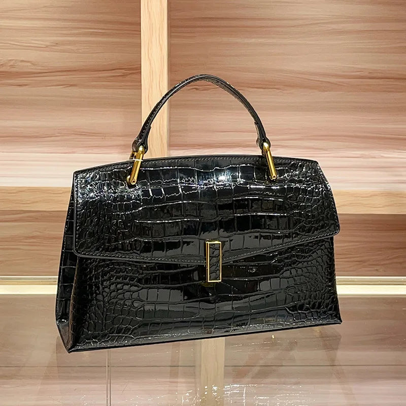 New Trendy Alligator PU Leather Women's Handbag Square Patterned Daily Use Bag Handled Bag for Ladies