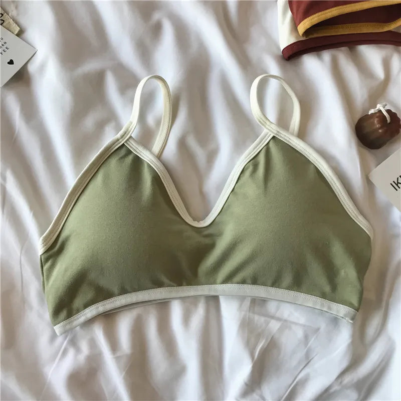 Women Non-wire Bra Cotton Brassiere Sexy Lingerie Female Push Up Bra Comfort Tube Top Underwear Small Cup Removable Pads