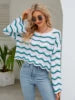 2025 Sweaters for Women O Neck Striped Long Sleeve Pullover Sweater Loose Oversized Fashion Knitted Sweater