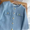Women'S Spring and Fall New Fashion Loose Short Blouse Tweed Jacket Coat