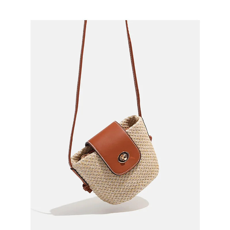 New Straw Bag - Single Shoulder Crossbody Women's Bag - Beach Bag Made of Grass Weaving for Vacation