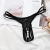 Women Embroidery Sexy Underwear Women's Transparent Temptation Pearl Massage T-Back Ultra-Thin See-through Thong