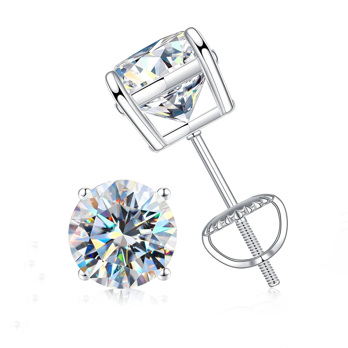 925 Sterling Silver GRA Certified Screw Back 0.5 1 2 Ct Carat Diamond Moissanite Stud Earring Men Women Engagement Fine Jewelry