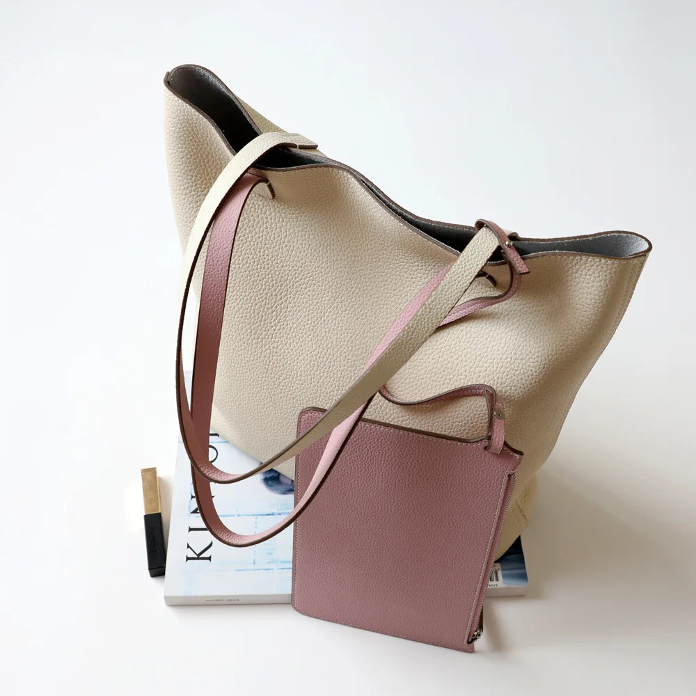 Trendy Large Capacity Luxury Women Shoulder Tote Handbags Fashionable Lady Daily Use Bags Genujne Leather Bag