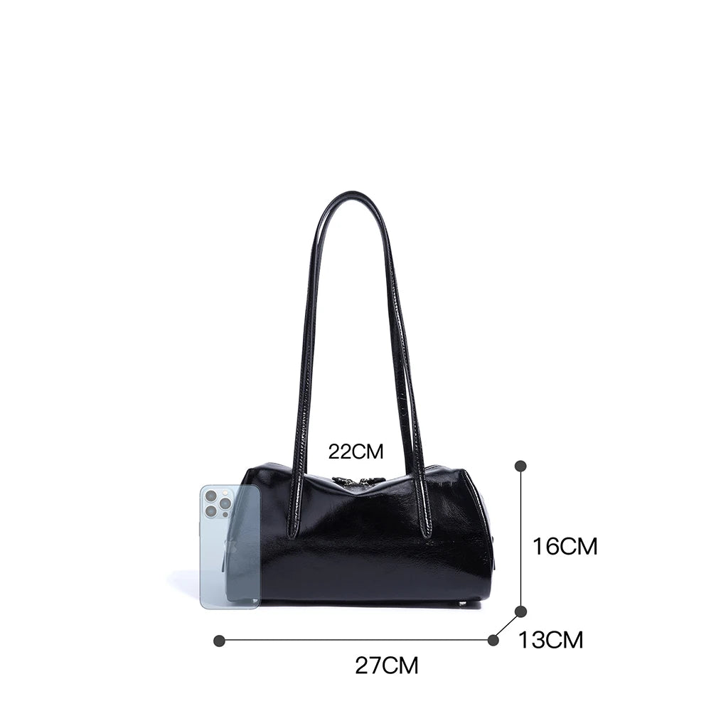 Genuine Leather Women's Handbags Crossbody Shoulder Bags Vintage Waxed Top Grain Cowhide Leather Ladies Bags