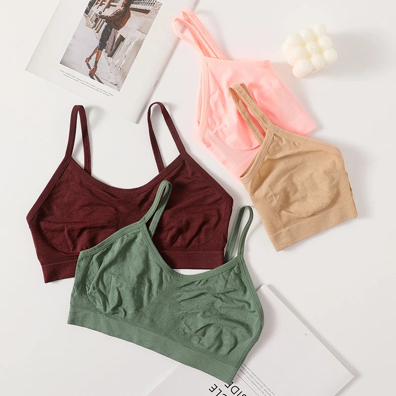 Women Push Up Tube Tops Seamless Sport Bras No-pads Soft Crop Top Female Non-wired Underwear Solid Color Intimates Sexy Lingerie