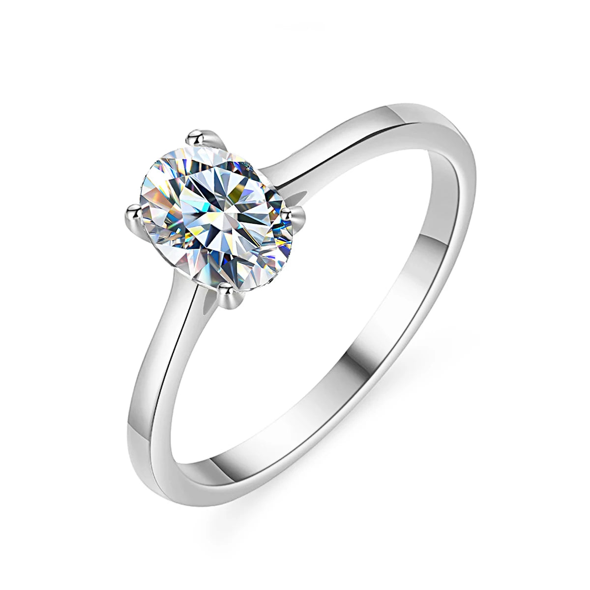 GRA Certified Real 1CT Oval Cut Moissanite Ring 925 Sterling Silver 18K Gold Wedding Diamond for Women Engagement Bride Jewelry