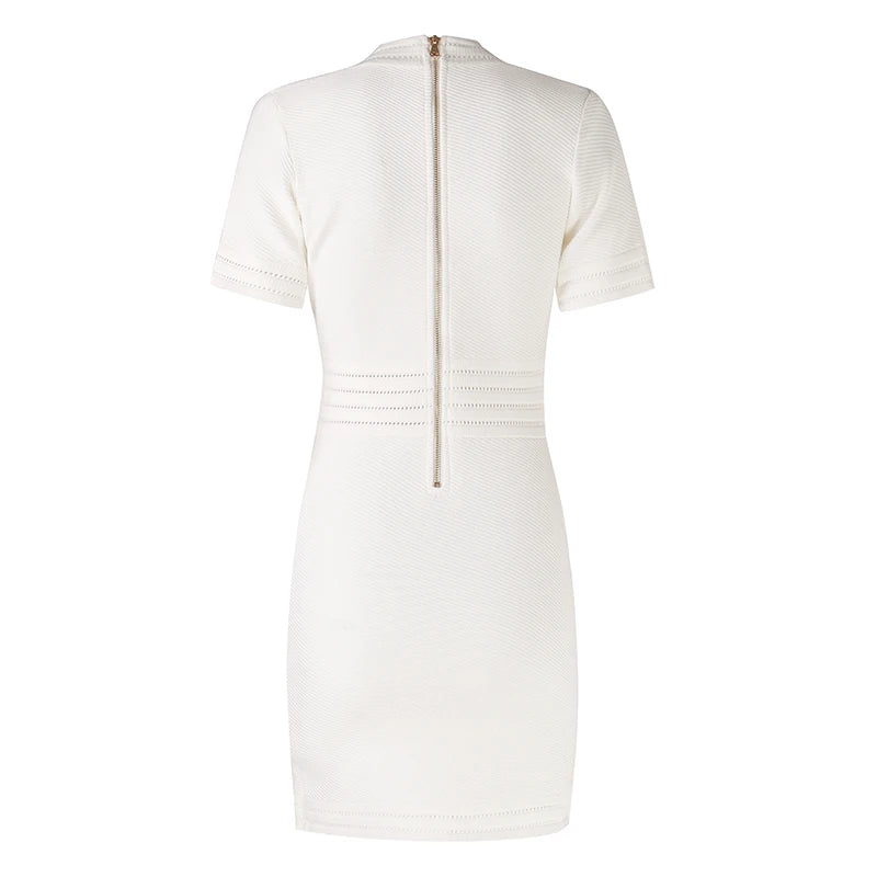 Hot Selling Quality Short Sleeve V-neck Slim Knitting Casual Sheath Mini Dress Women