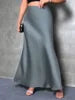 2025 Spring and Summer Hot New Style Silk Satin Skirt High Quality Slim Fit Simple A- Line Women Long Skirt