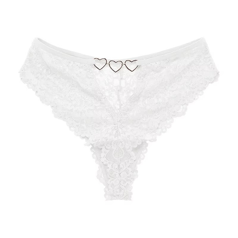 Women Hollow Out Underwear Women Panties Heart Accessory High Waist Sexy Secret Lace G-string Thong Brief Seamless Panty