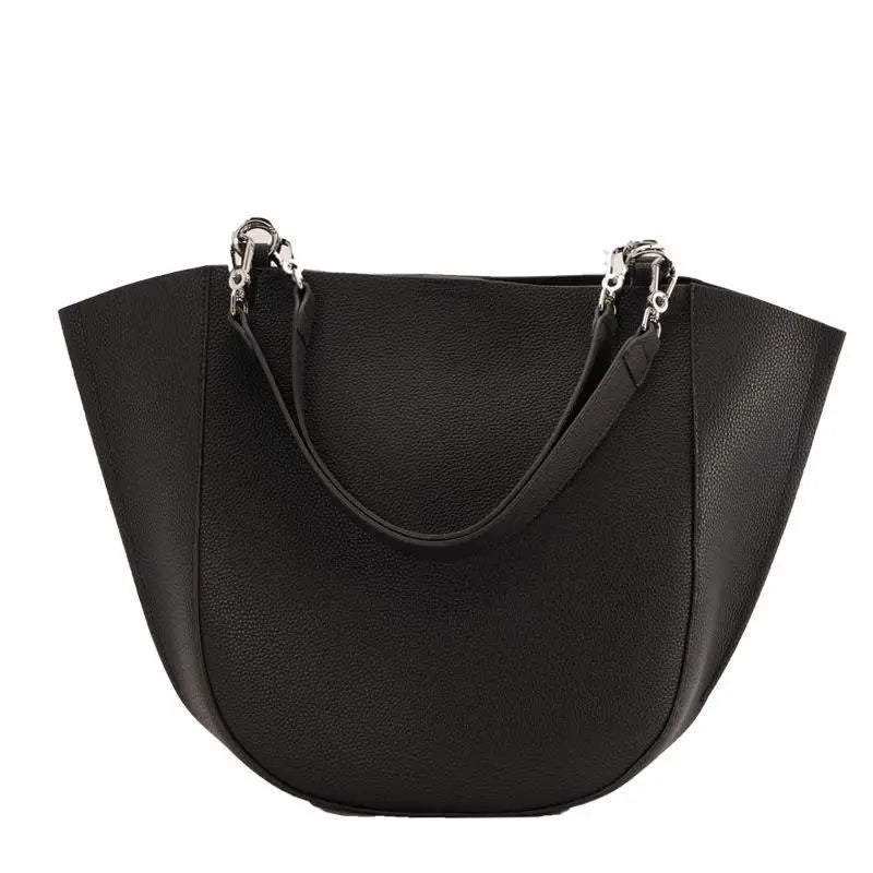 Genuine Leather Women's Large Capacity Casual Tote Bag with Niche Design Fashionable Simple Personality Style for Mother Child