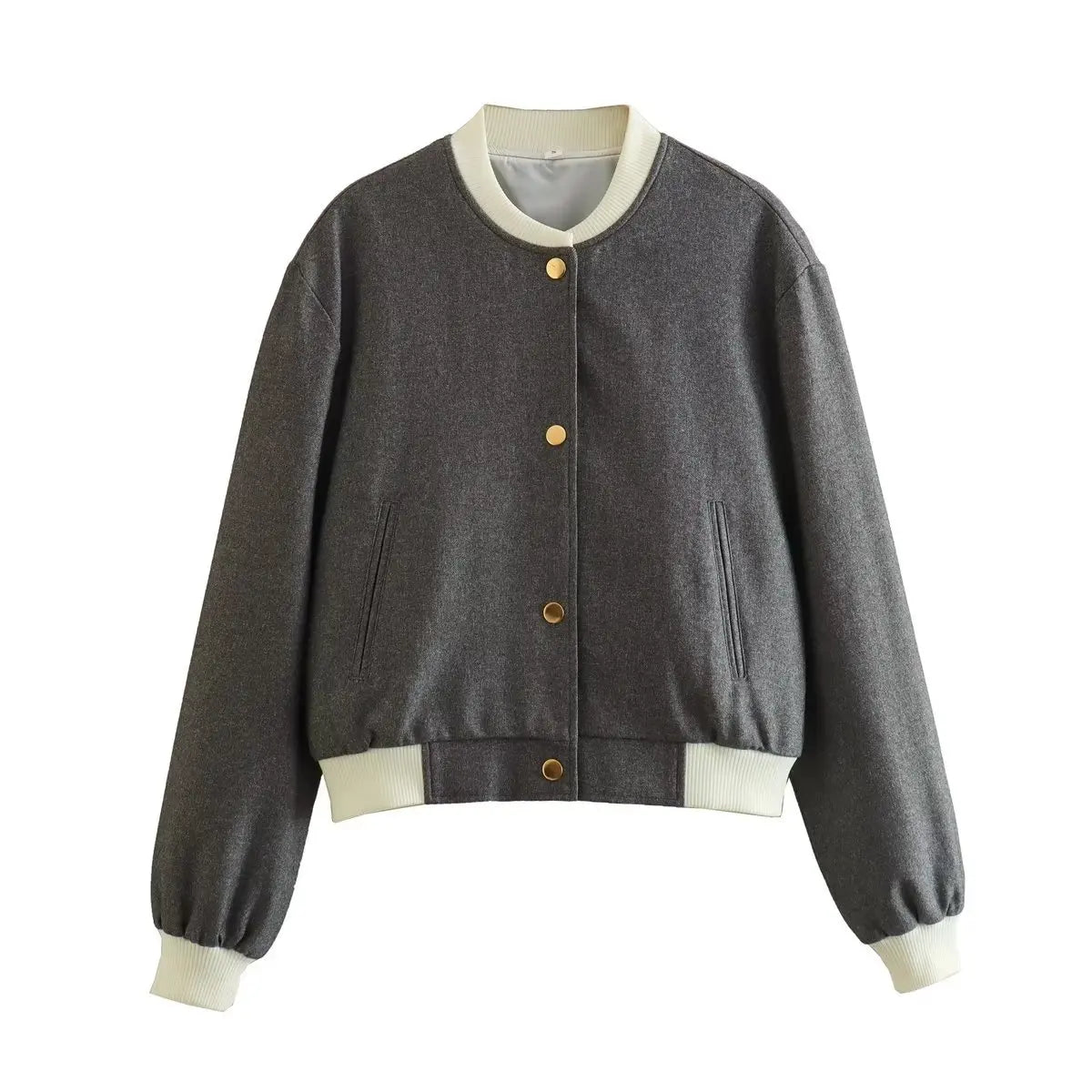 2025 Women's Double Pockets Clash Color Biker Pilot Jacket Coat Tops