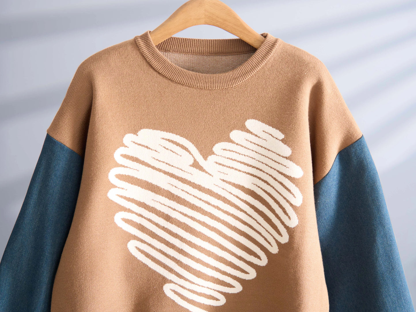 Street Sweet Cool Denim Knitted Thickened Autumn and Winter European and American Style Sweater Loose and Lazy Korean Style