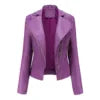 Ladies' Beaded Leather Jacket Women's Long-sleeved Fashion Jacket Thin Spring and Autumn Women's Leather Jacket with Lapel Coat