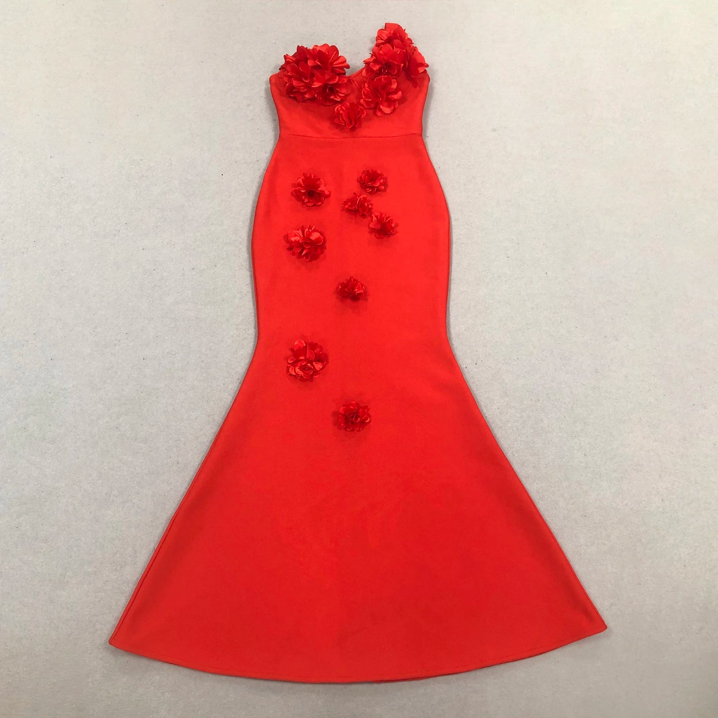 Custom Luxury Prom Dress 3D Flower One Shoulder Bandage Evening Gowns Elegant Red Long Gown Formal Party Wear Dresses for Women