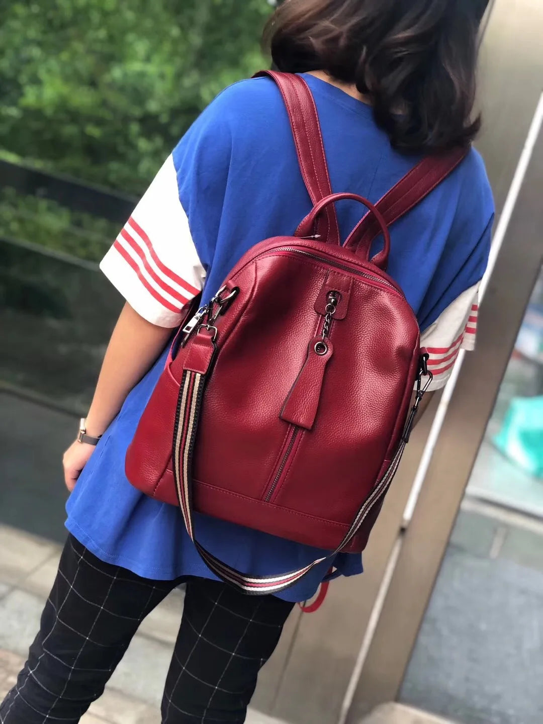 High Quality Girls Genuine Real Leather Backpack Casual Shoulder Bag Full Grain Cowhide Luxury Handbag for Lady Girl Wholesale