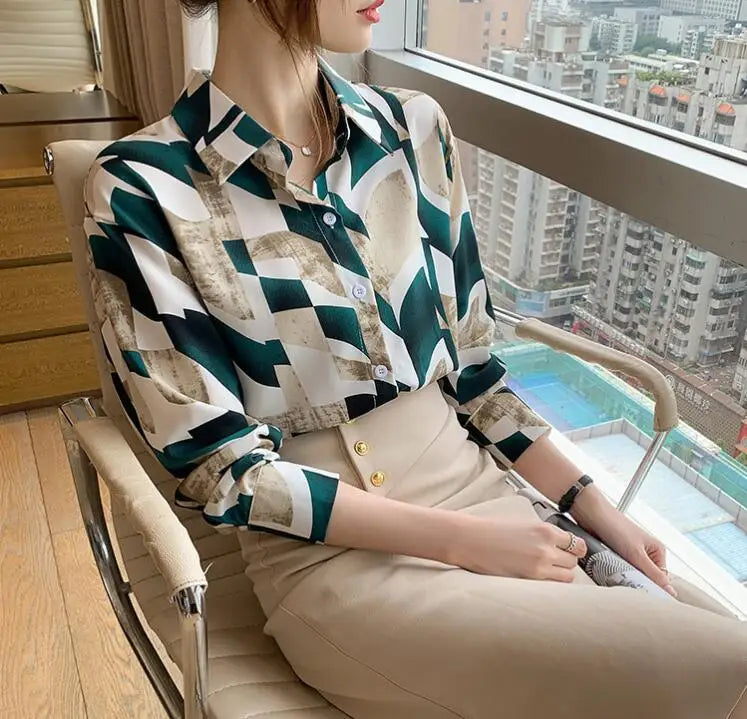 2025 Women Tops and Blouses Floral Chiffon High Quality Blouses Elegant Women Spring Fashion Blouses for Women