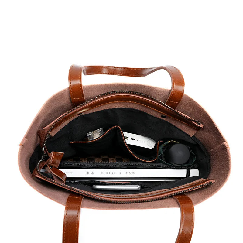 Style Luxury Real Leather Shopping Hand Bags Tote Bag Ladies Fashion Bag Cow Leather Private