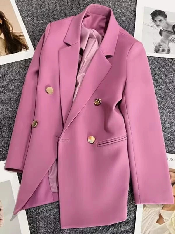 2025 Spring and Autumn New Women's Suit Coat Tops Fashion Elegant Solid Color Button Cardigan Women's Jacket