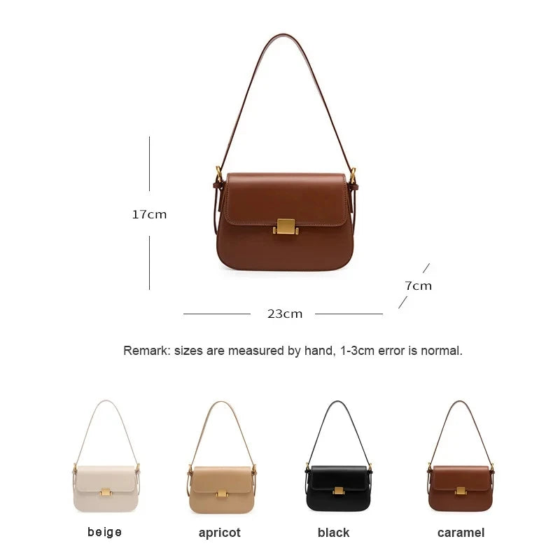 Women Cowhide Saddle Handbag Small Wedding Flap Underarm Shoulder Bag Retro Leather Square Box Messenger Tote for Lady Female