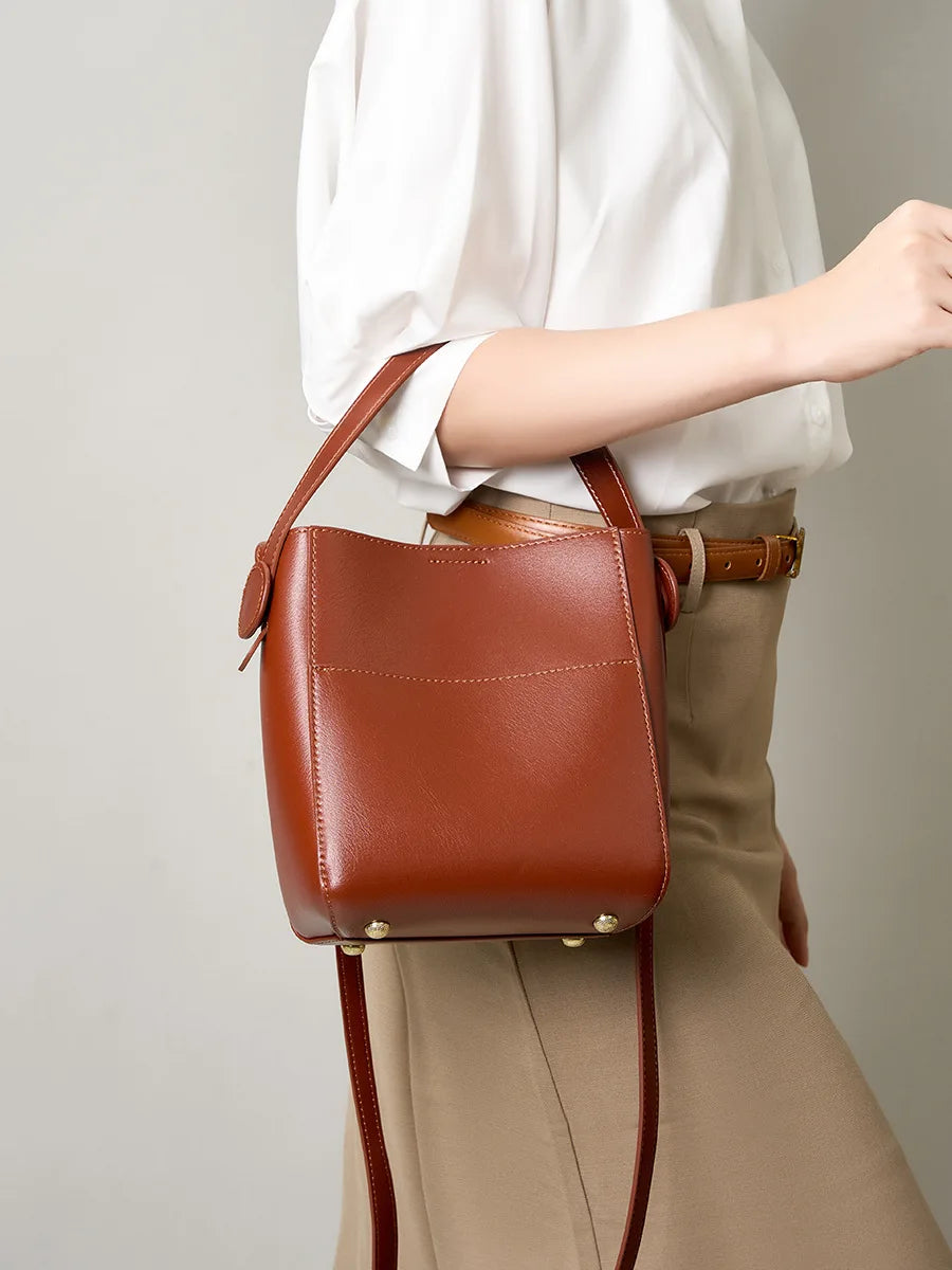 Custom Large Capacity Genuine Leather Women's Handbag Vintage Fashion Style Single Leather for Ladies New Arrival for Summer