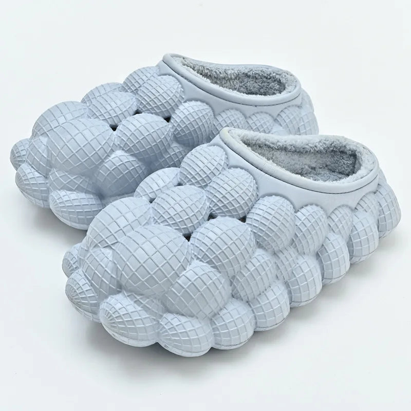 Unisex Outdoor Indoor Trendy Bubble Winter Home Warm Slides Fur Slippers