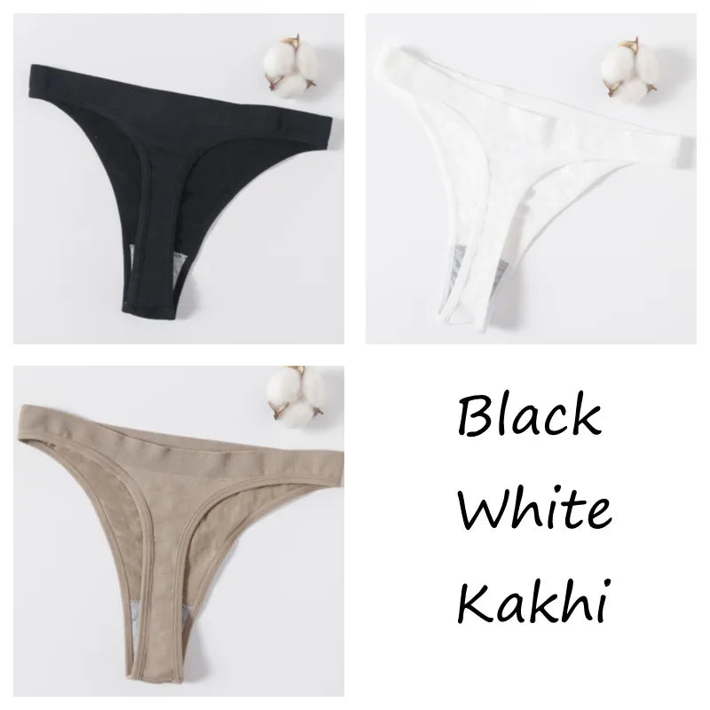 3Pcs/Set Seamless G-string Women Panties Sexy Thongs High Waist Underwear Female Underpants Sports Solid Bottom Sexy Lingerie