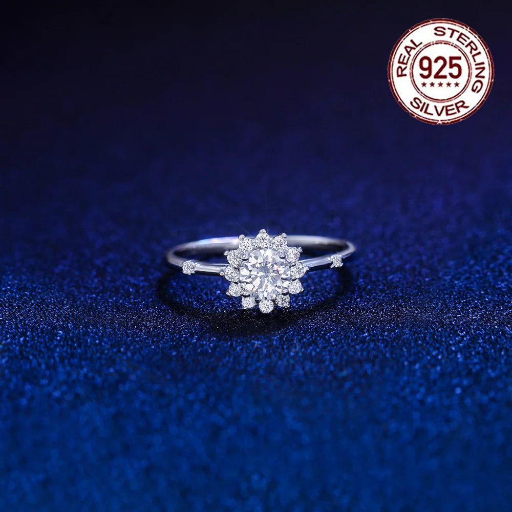 New Arrival Unique 925 Sterling Silver Cubic Zircon Flower Finger Ring for Women Wedding Engagement Fine Jewelry