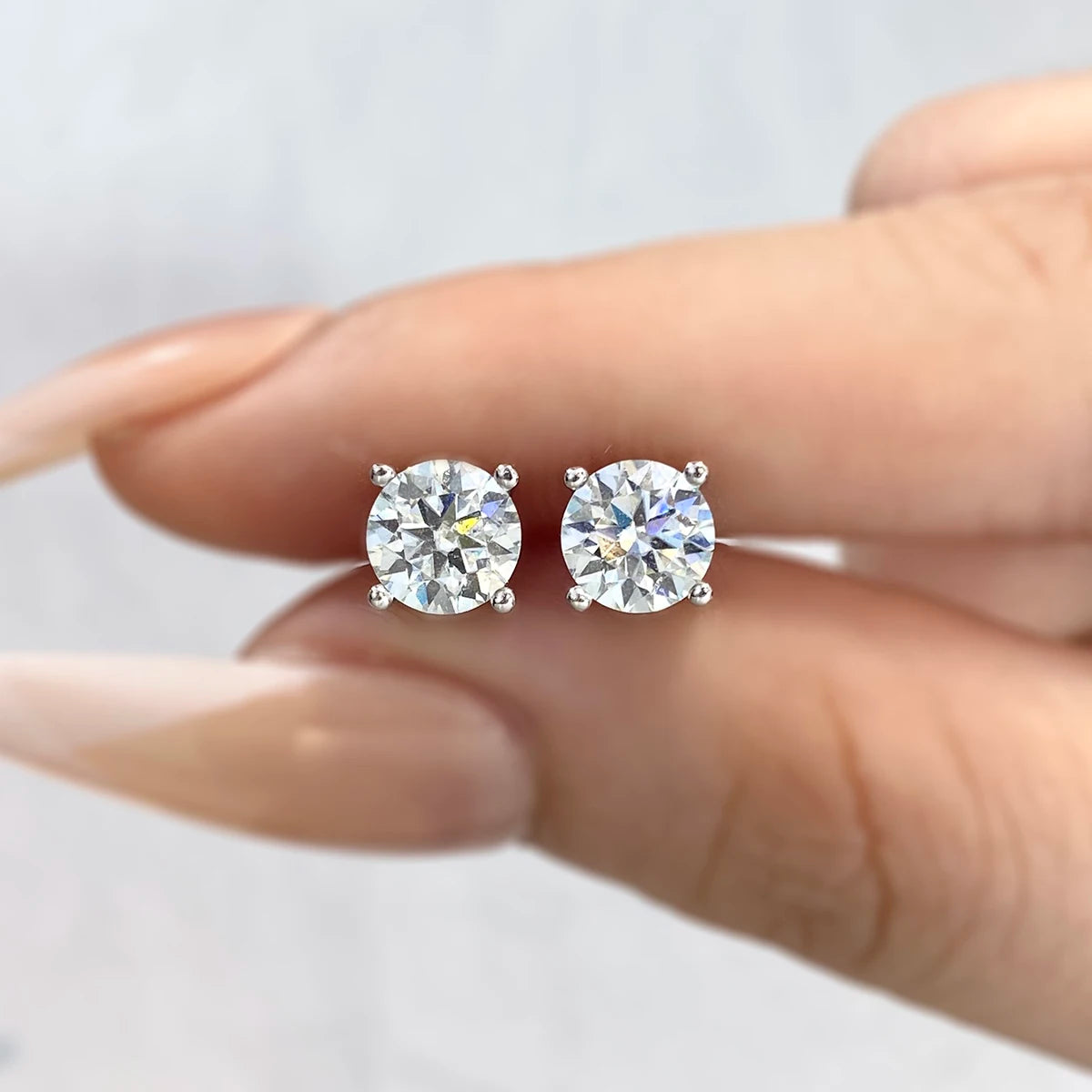 925 Sterling Silver GRA Certified Screw Back 0.5 1 2 Ct Carat Diamond Moissanite Stud Earring Men Women Engagement Fine Jewelry