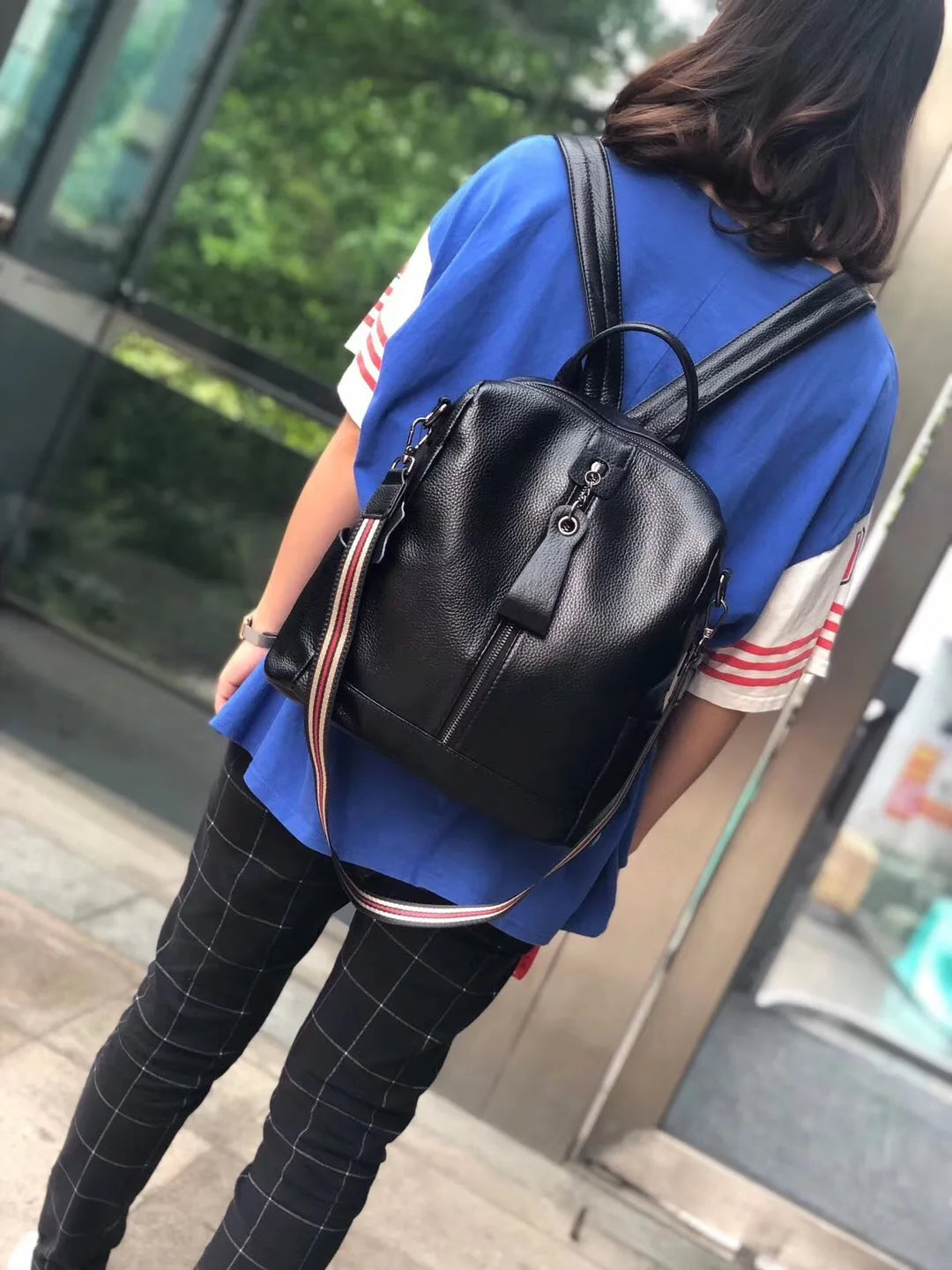 High Quality Girls Genuine Real Leather Backpack Casual Shoulder Bag Full Grain Cowhide Luxury Handbag for Lady Girl Wholesale