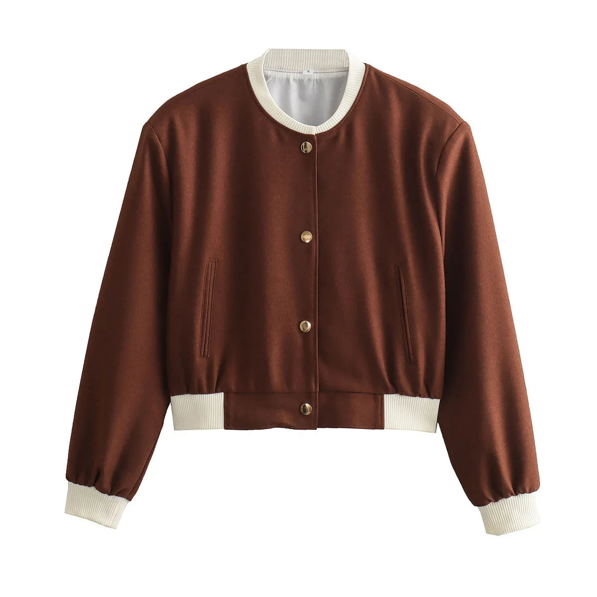 2025 Women's Double Pockets Clash Color Biker Pilot Jacket Coat Tops