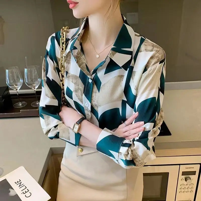 2025 Women Tops and Blouses Floral Chiffon High Quality Blouses Elegant Women Spring Fashion Blouses for Women