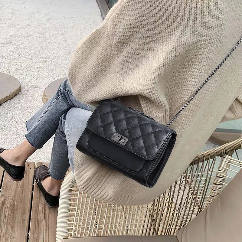 Leather Crossbody Bag for Female, All Fashion Chain Bag, Shoulder Bags, Senior Sense, New, 2025 Autumn and Winter