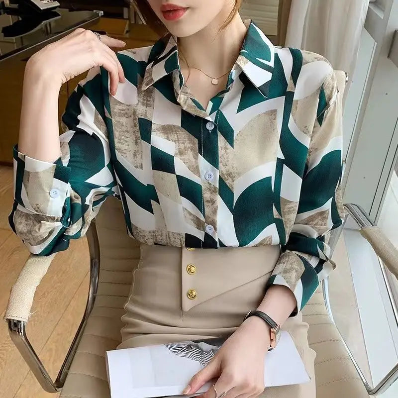 2025 Women Tops and Blouses Floral Chiffon High Quality Blouses Elegant Women Spring Fashion Blouses for Women
