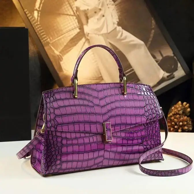 New Trendy Alligator PU Leather Women's Handbag Square Patterned Daily Use Bag Handled Bag for Ladies