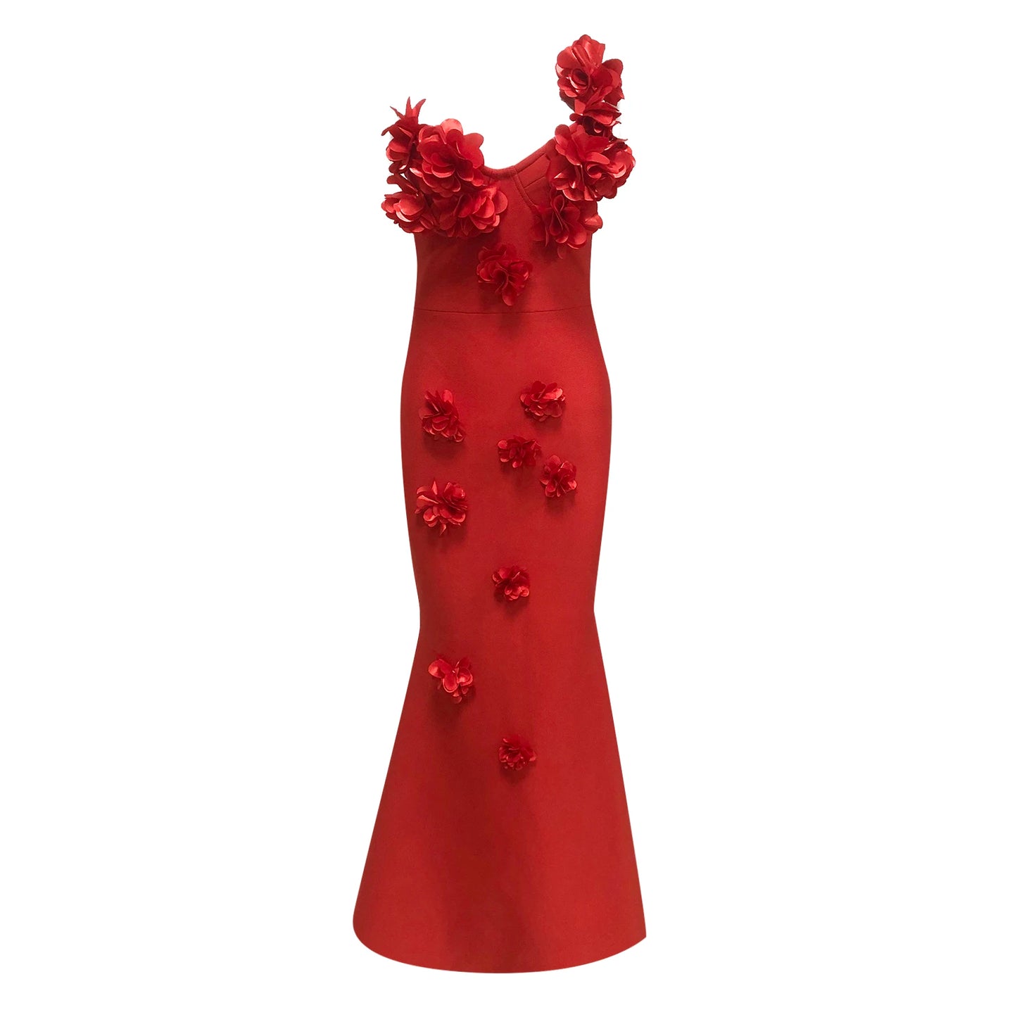 Custom Luxury Prom Dress 3D Flower One Shoulder Bandage Evening Gowns Elegant Red Long Gown Formal Party Wear Dresses for Women