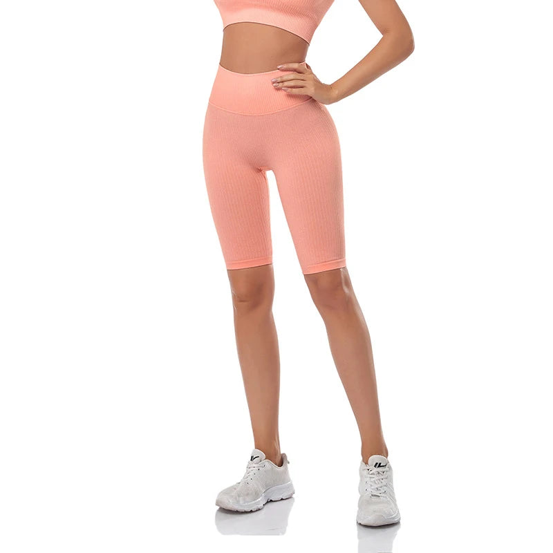 Seamless Fitness Women Yoga Shorts High Waist Workout Shorts Hip Push Up Yoga Running Shorts Sport Gym Leggings