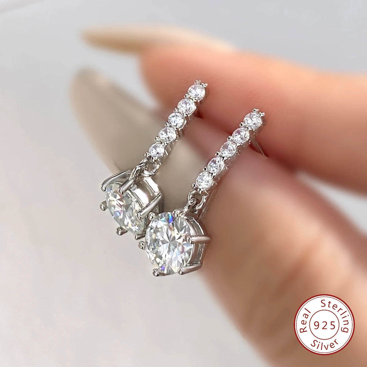 GRA 1CT Unusual Long Hanging Dangle Drop Moissanite Diamond Earring Women 925 Sterling Silver Wed Engagement Fine Jewelry